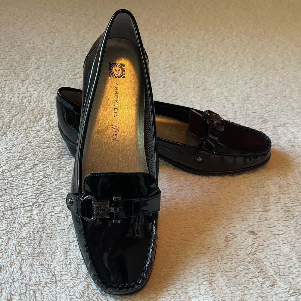 Shiny Black Anne Klein Comfortable loafers